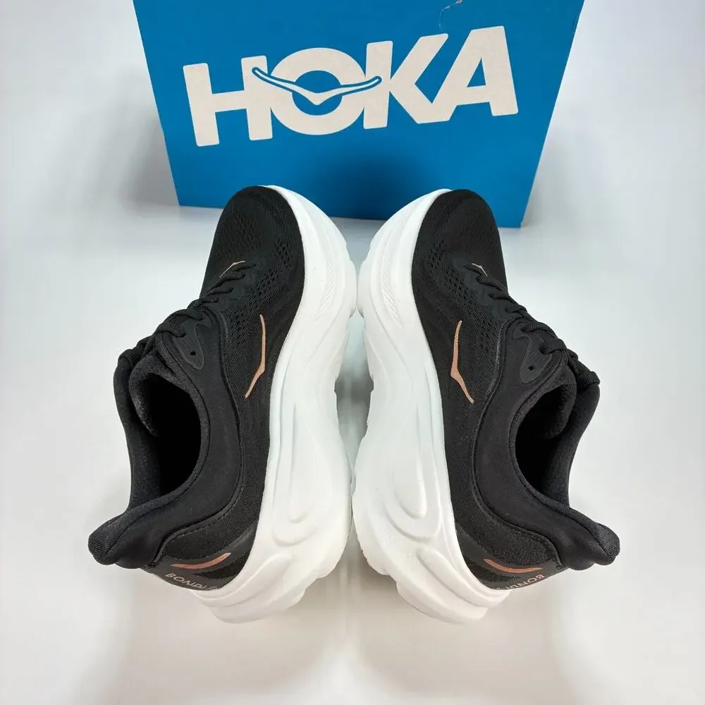 HOKA Bondi 9 Black Rose Gold Road Running Shoes 1162012 BRGL Women's Size 8.5B